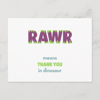 RAWR bedeutet Danke in Dinosaur Postkarte