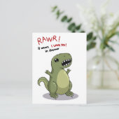 Rawr bedeutet, dass ich dich in Dinosaurier Liebe Postkarte (Stehend Vorderseite)