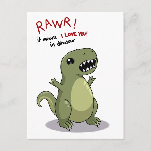 Rawr bedeutet, dass ich dich in Dinosaurier Liebe Postkarte (Vorderseite)