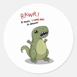 Rawr bedeutet, dass ich dich in Dinosaurier Liebe Runder Aufkleber