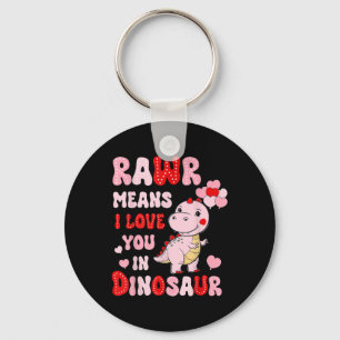 Rawr bedeutet, dass ich Sie in Dinosaurier HerzVal Schlüsselanhänger