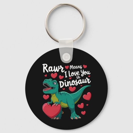 Rawr bedeutet, dass ich Sie in Dinosaurier Liebe R Schlüsselanhänger (Vorderseite)