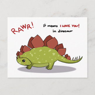 Rawr bedeutet, dass ich Sie in Dinosaurier Stegosa Postkarte