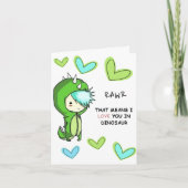RAWR bedeutet i-LIEBE SIE in der Dinosaurierkarte Karte (Vorderseite)