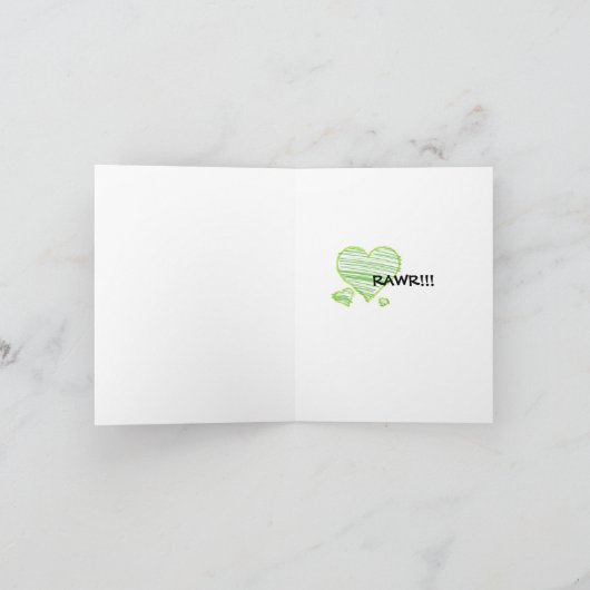 RAWR bedeutet i-LIEBE SIE in der Dinosaurierkarte Karte (Innenseite)
