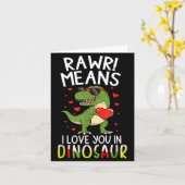 Rawr bedeutet Ich liebe dich am Dinosaurier Valent Karte (Gelbe Blume)