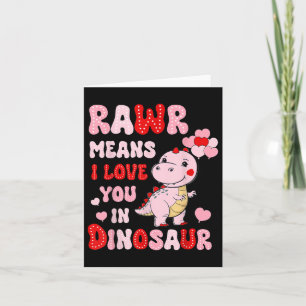 Rawr bedeutet ich liebe dich im Dinosaurier-Herz V Karte