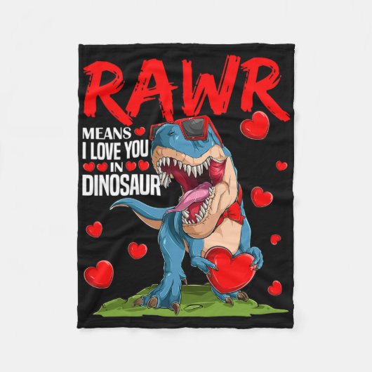 Rawr bedeutet ich liebe dich in Dinosaurier T Rex  Fleecedecke (Vorderseite)