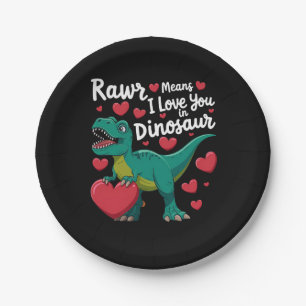Rawr bedeutet Ich liebe dich in Dinosaurier T Rex Pappteller