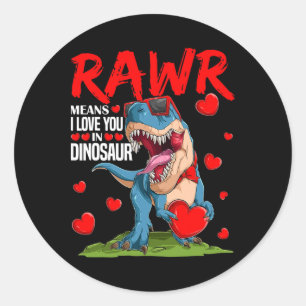 Rawr bedeutet ich liebe dich in Dinosaurier T Rex  Runder Aufkleber
