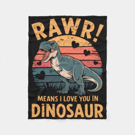 Rawr bedeutet ich liebe dich in Dinosaurier Vintag Fleecedecke (Vorderseite)