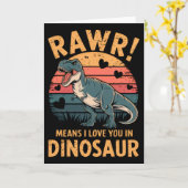 Rawr bedeutet ich liebe dich in Dinosaurier Vintag Karte (Gelbe Blume)