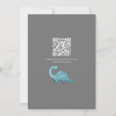 Rawr Blue Dinosaur QR Code Kinderdusche Einladung (Rückseite)