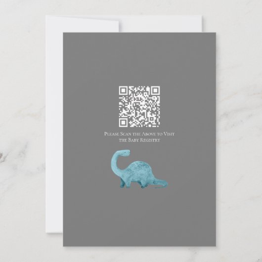 Rawr Blue Dinosaur QR Code Kinderdusche Einladung (Rückseite)