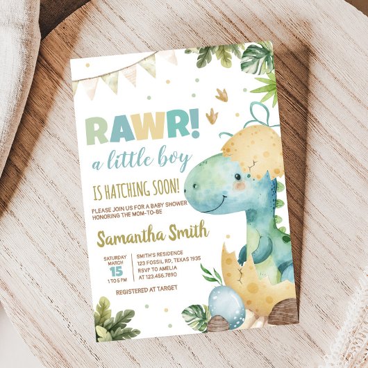 Rawr Dino Baby Shower Einladung