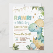 Rawr Dino Baby Shower Einladung (Vorderseite)