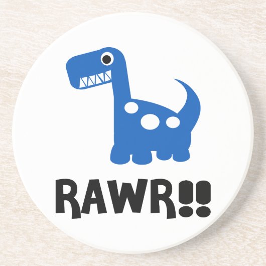 Rawr Dino Blue Sandstein Untersetzer (Vorne)