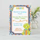 RAWR! Dino Party Geburtstag Einladung (Stehend Vorderseite)
