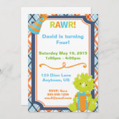 RAWR! Dino Party Geburtstag Einladung (Vorne/Hinten)