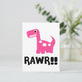 Rawr Dino Pink Postkarte (Stehend Vorderseite)