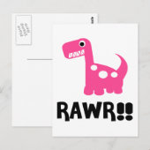 Rawr Dino Pink Postkarte (Vorne/Hinten)