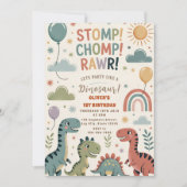 Rawr Dinosaur 1. Geburtstagsfeier Junge Einladung (Vorderseite)