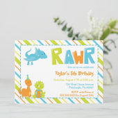 RAWR Dinosaur Geburtstagsparty Einladung (Stehend Vorderseite)