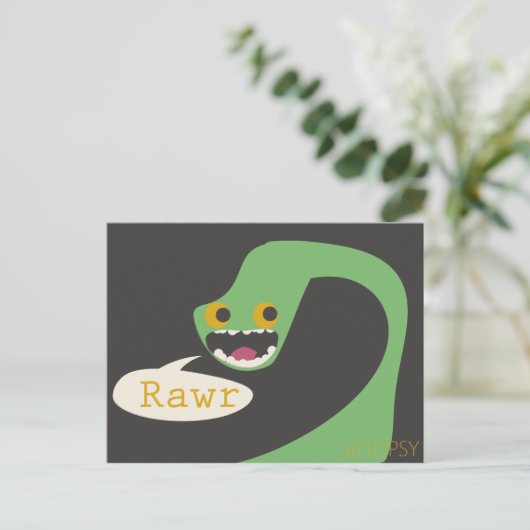 Rawr Dinosaur Postkarte (Stehend Vorderseite)