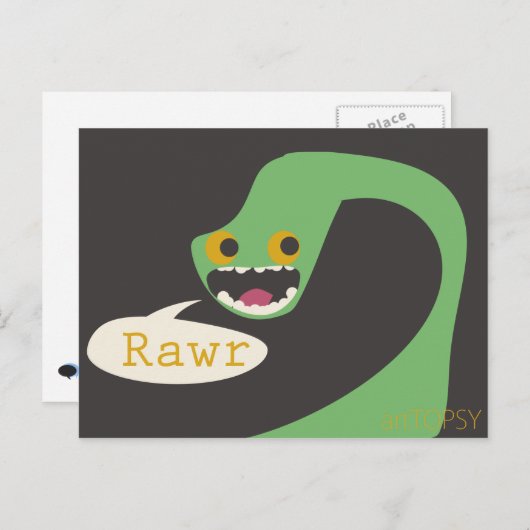 Rawr Dinosaur Postkarte (Vorne/Hinten)