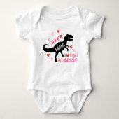 Rawr Dinosaur Valentinstag Baby Strampler (Vorderseite)