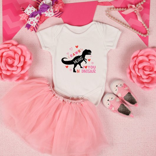 Rawr Dinosaur Valentinstag Baby Strampler