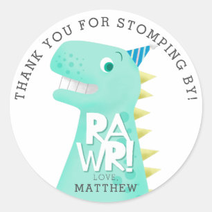 RAWR Dinosaurier-Geburtstags-Party danken Ihnen zu Runder Aufkleber