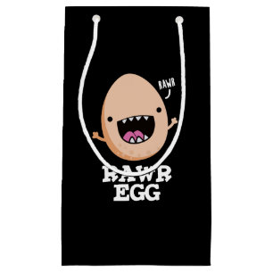 Rawr Egg Funny Roaring Raw Egg Pun Dark BG Kleine Geschenktüte