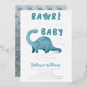 Rawr Ein Süßes Kleines Baby Auf Dem Weg Dinosaurie Folieneinladung