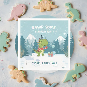 RAWR-Einige Dino Winter Geburtstagsparty Serviette