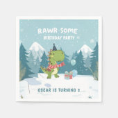 RAWR-Einige Dino Winter Geburtstagsparty Serviette (Vorderseite)