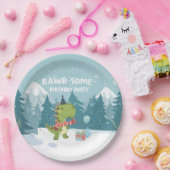RAWR-Einige Dinosaurier Winter zum Geburtstag Pappteller (Party)