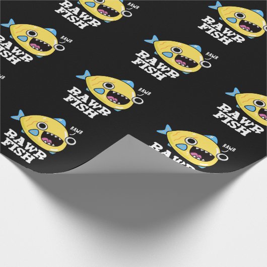 Rawr Fish Funny Animal Pub Dark BG Geschenkpapier (Ecke)