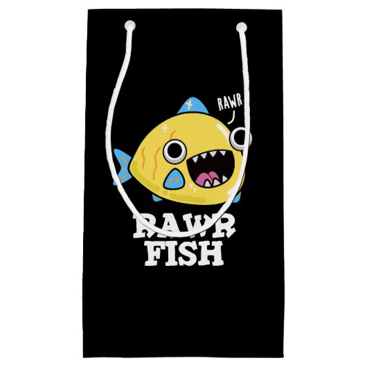 Rawr Fish Funny Animal Pub Dark BG Kleine Geschenktüte (Vorderseite)