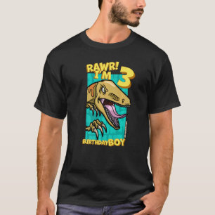 Rawr I m 3 Birthday Boys 3. Geburtstag Dino Veloci T-Shirt