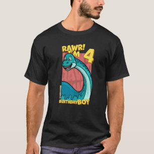 Rawr I m 4 Birthday Boys 4. Geburtstag Dino Bronto T-Shirt