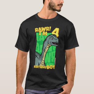 Rawr I m 4 Birthday Boys 4. Geburtstag Dino Mussau T-Shirt