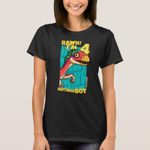 Rawr I m 4 Birthday Boys 4th Birthday Dino Deinony T-Shirt