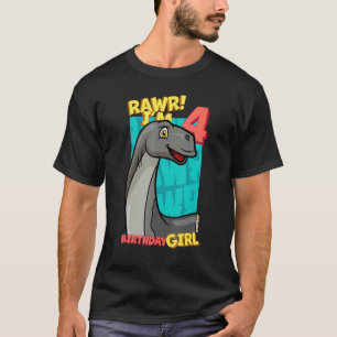 Rawr I m 4 Birthday Girls 4. Geburtstag Dino Jobar T-Shirt
