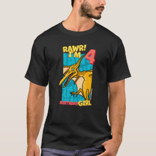 Rawr I m 4 Birthday Girls 4. Geburtstag Dino Ptero T-Shirt