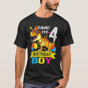 Rawr I m 4th Birthday B.Oy Di.Nosaur Re.X 4 Jahre T-Shirt