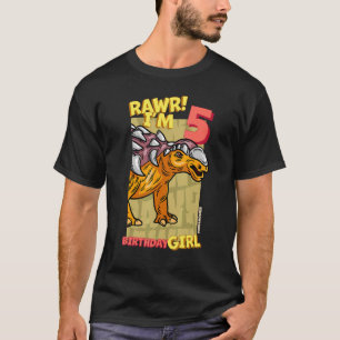 Rawr I m 5 Birthday Girls 5. Geburtstag Dino Edmon T-Shirt