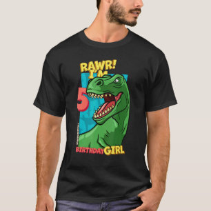 Rawr I m 5 Birthday Girls 5. Geburtstag Dino Tyran T-Shirt