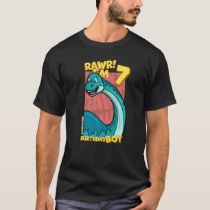 Rawr I m 7 Birthday Boys 7. Geburtstag Dino Bronto T-Shirt