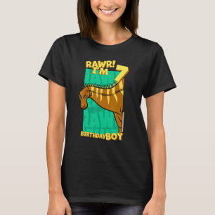Rawr I m 7 Birthday Boys 7. Geburtstag Dino Rebbac T-Shirt